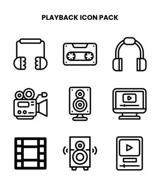 Playback Line Icons Pack Stock Illustration