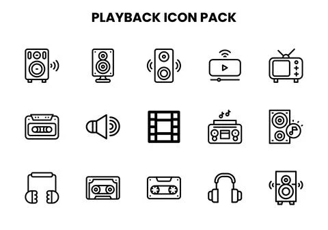 Playback Line Scalable Icons Pack Stock Illustration