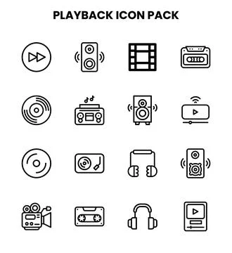 Playback Line UI Icons Pack Illustrazione stock
