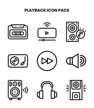 Playback Line UI Icons Pack Stock Illustration