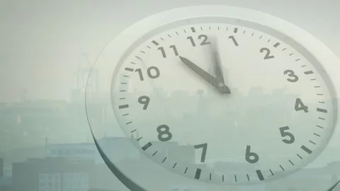 Playback speeding analog clock sweeping minute blurring hour lagging showing Stock Footage 328307222