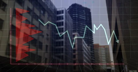 On playback start chart overlay showing red bars tracing line on 3D grid showing Stock Footage 313307474