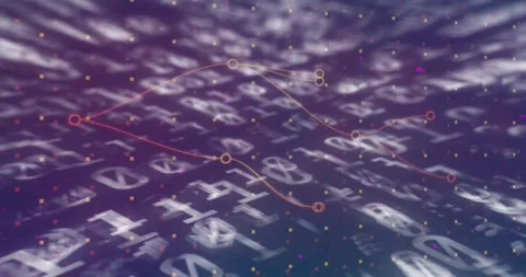 On playback start network of seven nodes appearing and extending curves for 動画素材 317799622