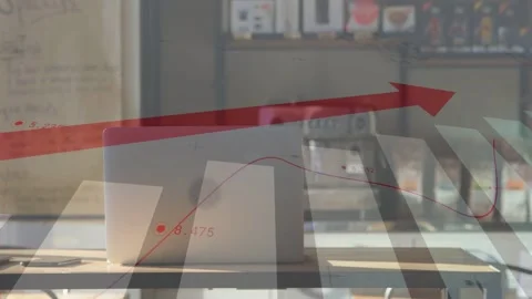 Playback start red overlay animating over white blocks plotting data and rising Stock Footage 334744273