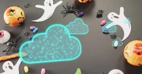 Playback starting causing neon-blue cloud fading in, pulsing and drifting for Stock Footage 316961555