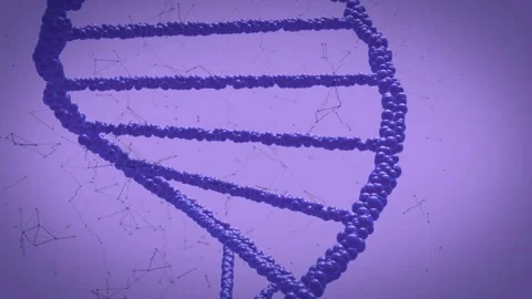 On playback starting, CGI DNA helix rotating as camera panning down right, Stock Footage 333817343