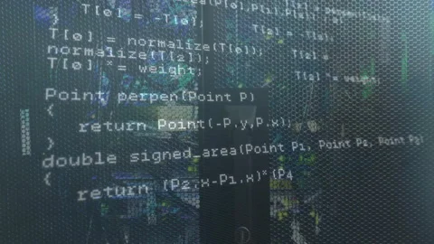 Playback starting on code editor window initiating upward scrolling of C++ code Stock Footage 310643431