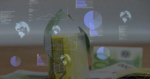 Playback starting, data overlays growing and shifting around rolled note, Stock Footage 328495790