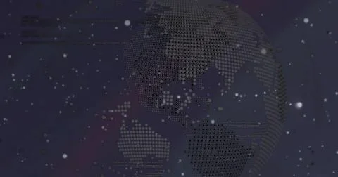 Playback starting, dotted globe rotating revealing continents as particles Stock Illustration