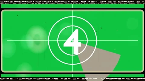 Playback starting, leader rotating wedge and counting numbers, cueing reel, Stock Footage 340269502