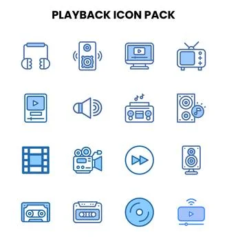 Playback Two Colour Set Icons Pack Stock Illustration