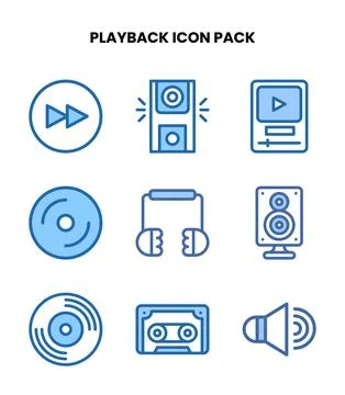Playback Two Colour Set Icons Pack Stock Illustration