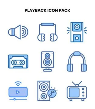 Playback Two Colour UI Icons Pack Stock Illustration