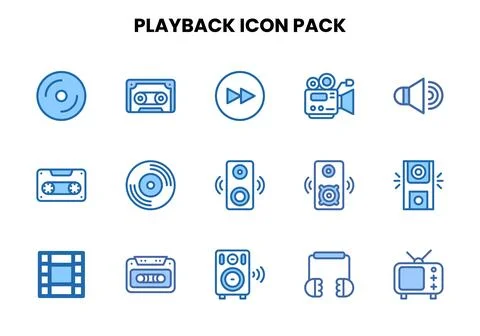 Playback Two Colour Vector Icons Pack Stock Illustration