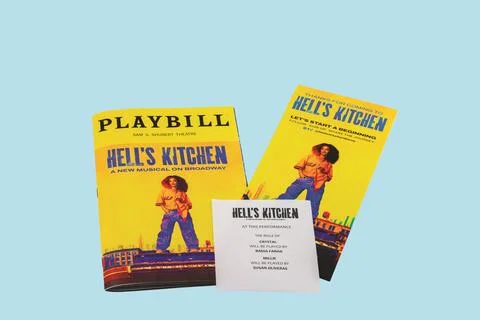 Playbill and flyers for Hell's Kitchen Broadway musical showing Alicia Keys Stock Photos