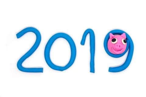 Playdoh figure: pig. Symbol 2019 New year's Stock Photos