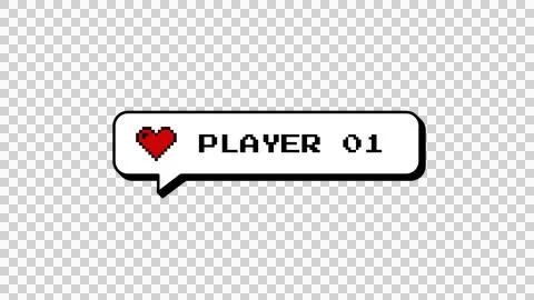 Player 01 comment balloon in 8-bit pixel art neubrutalism style. Stock Illustration