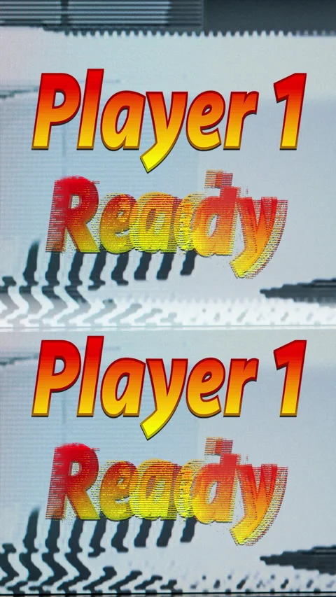 Player 1 ready words arcade game in vertical Stock Footage 265563467