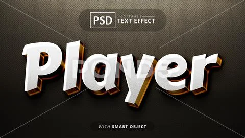 Player 3d text effect editable PSD Template
