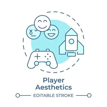 Player aesthetics soft blue concept icon Stock Illustration