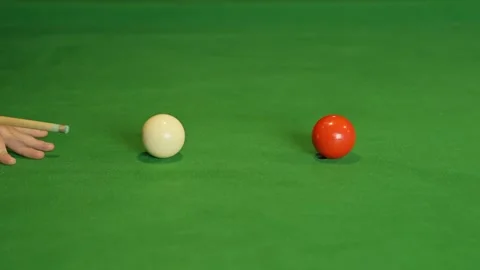 Player aiming and hitting red ball in snooker Stock Footage 318179924