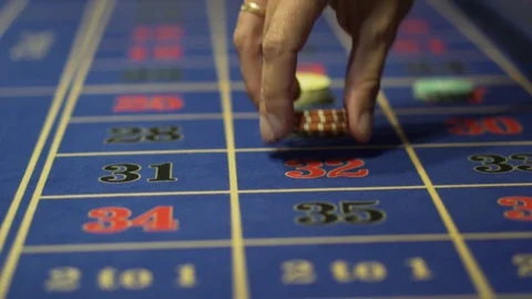 The player bets on roulette. Close-up Stock Footage 129961839