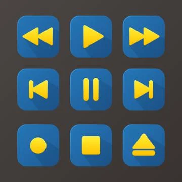 Player blue buttons set Stock Illustration