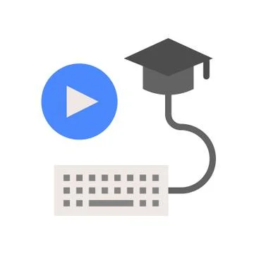 Player button, keyboard and graduated hat, e learning or self study concept イラスト素材