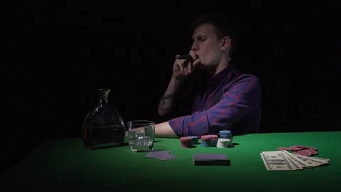 Player at the card table Stock Footage 123429881