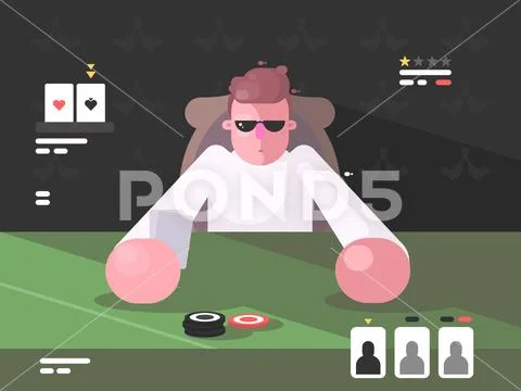 Player in cards with poker face Stock Illustration