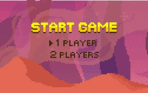 Player choice before starting game with pixelated interface. Game start and Stock Illustration