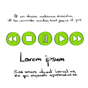 Player Control Elements Logo Hand Draw Color Icon Stock Illustration