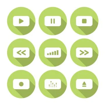 Player Control Flat Icons Set Stock Illustration