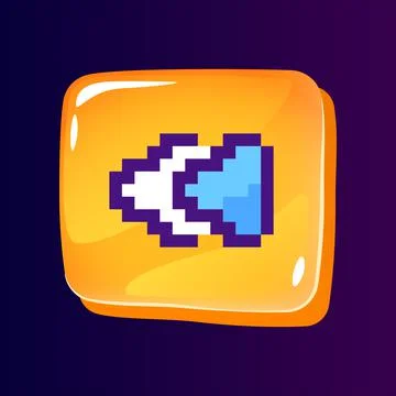 Player control glossy ui button with pixelated color icon Stock Illustration