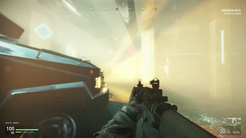 Player defeated by the AI opponents in the first person military shooter game Vídeo Stock 270222791