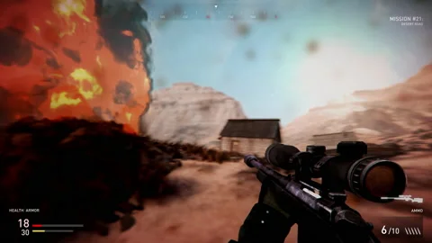 Player Explodes Enemy Armored Transport To Complete Mobile Fps Game Mission Stock Footage 220470483
