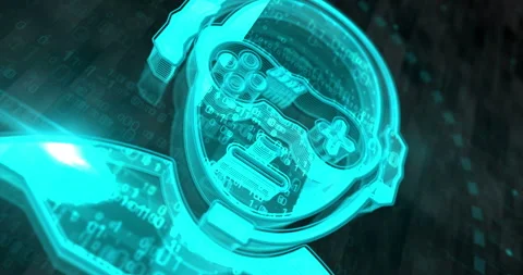Player gaming head symbol 3d digital concept loop Stock Footage 336815439