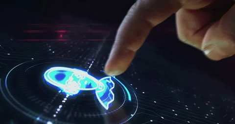 Player gaming head symbol digital 3d finger touch Stock Footage 336953684