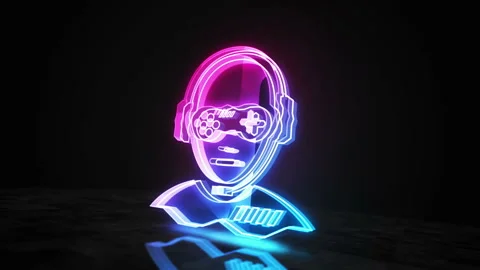 Player gaming head symbol loop digital concept Stock Footage 336953897