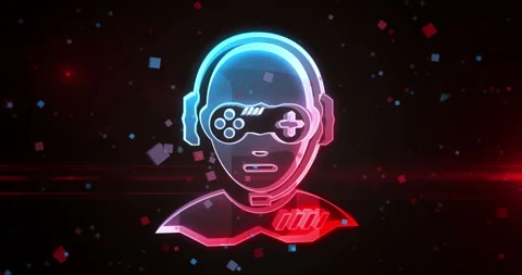 Player gaming head symbol loop digital concept Stock Footage 336954154