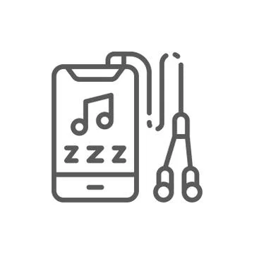 Player with headphones line icon. Stock Illustration