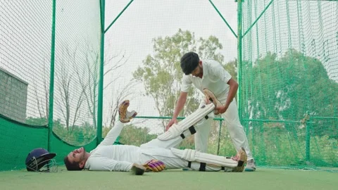 Player helping to other from having trouble or pain during the play time Stock Footage 251645181