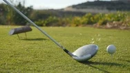 Player Hit The Ball With Golf Club Stock Footage