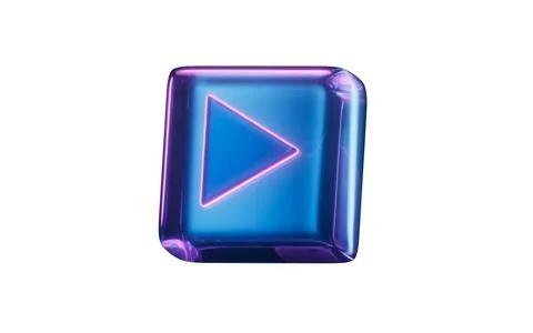 Player icon with dark neon light effect, 3d rendering. Stock Illustration