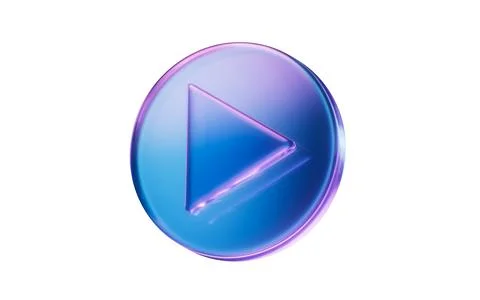 Player icon with dark neon light effect, 3d rendering. Stock Illustration