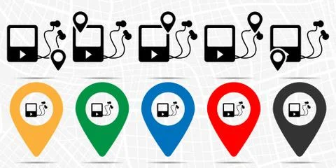 Player icon in location set. Simple glyph, flat illustration element of techn Stock Illustration