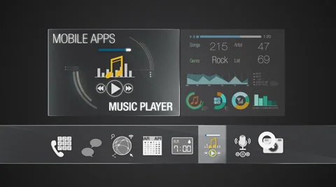 Player icon for mobile application contents. Digital display application. Stock Footage 59218638