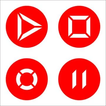 Player icons red Stock Illustration
