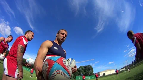 Player keeps rugby balls Stock Footage 30091705