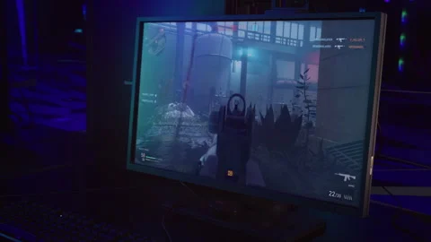 A Player is killing multiple opponents in the online fps computer video game Stock Footage 268235731